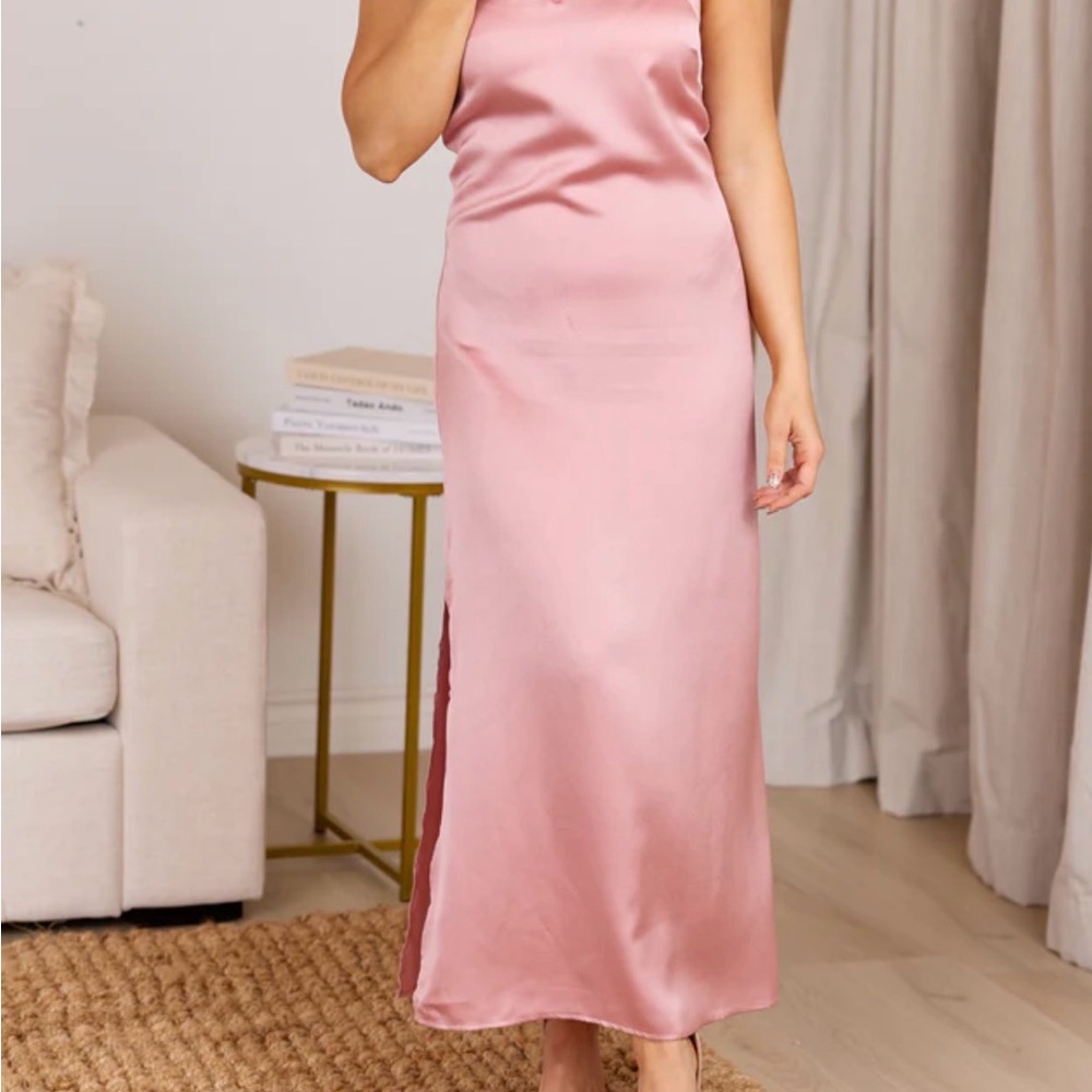Pink Lily Satin Pink Maxi Dress